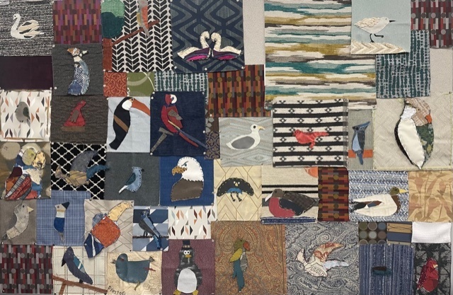 fabric bird collage