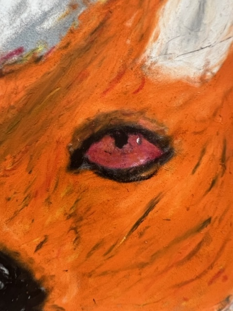 close up cow's eye painting