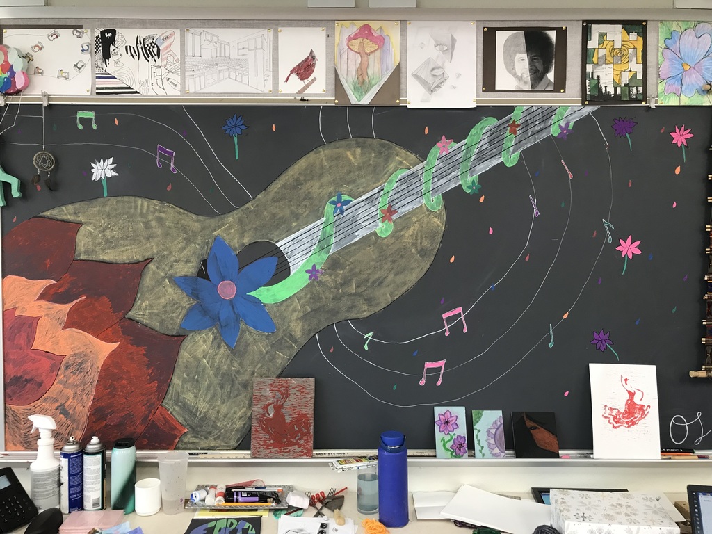 chalkboard mural - guitar