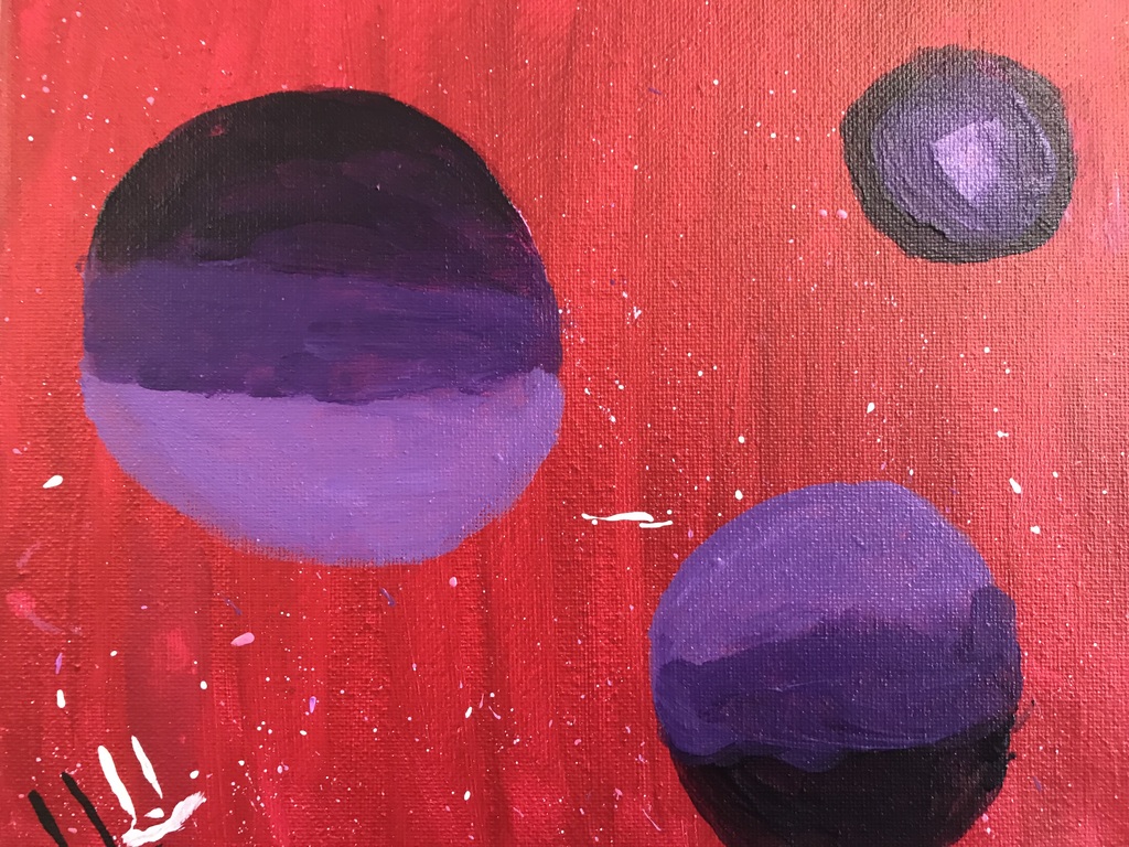 purple circles on a red background