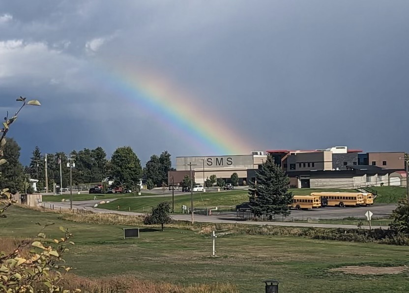 rainbow over schol building